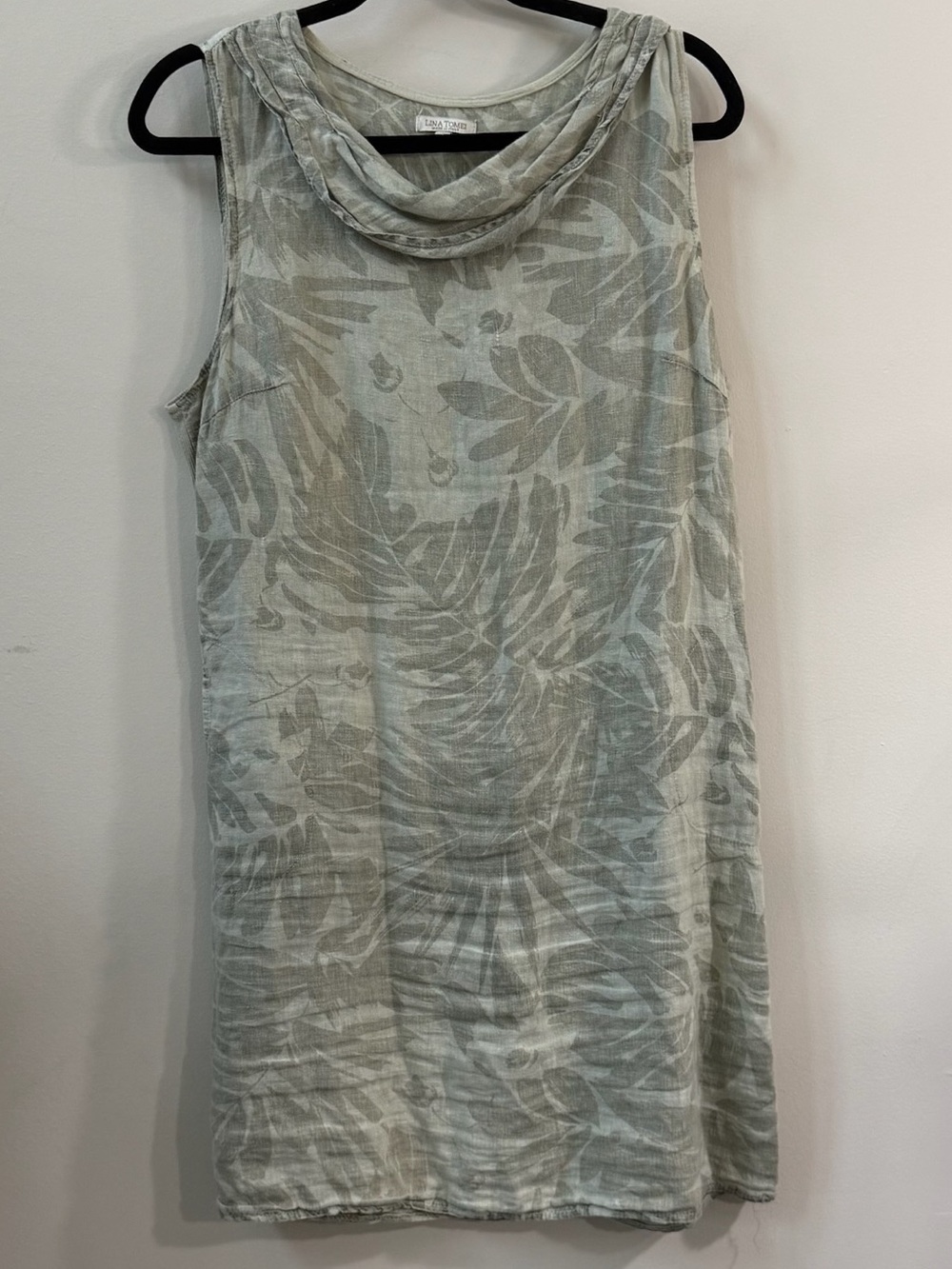 Lina Tomei Italian Linen Botanical Sleeveless Shift Dress Size XL